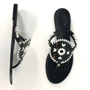 Jack Rogers Georgica Jelly Plastic Flip Flop‎ Sandal in Black White Size 10 thumbnail 2