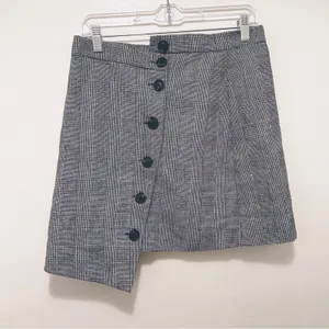 Sage The Label Button Front Asymmetrical Skirt Grey‎ Plaid XL NWT thumbnail 5