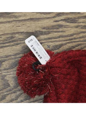 NWT Adidas Twilight II 9" Lurex Ballie Pom Beanie 5149158 Active Maroon Red OSFA thumbnail 5