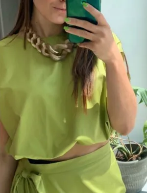 NWT Devotion Twins Ianthi Top in Dark Lime Sz. S thumbnail 1