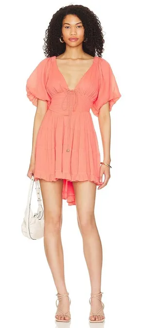 NEW Free People Women Perfect Day‎ Mini Dress Large Pink Corset Lace Party Event thumbnail 1