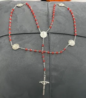 Vtg red rosary Pope John Paul II canonization Jesus Immaculate Conception red thumbnail 1