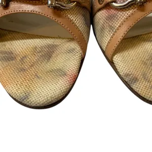 VANELI Tan/Beige Floral Canvas/Leather Slides Mules Heels Shoes - Size 8.5 Slim thumbnail 5