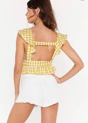 Nasty Gal Yellow Ruffle Top NWT thumbnail 4