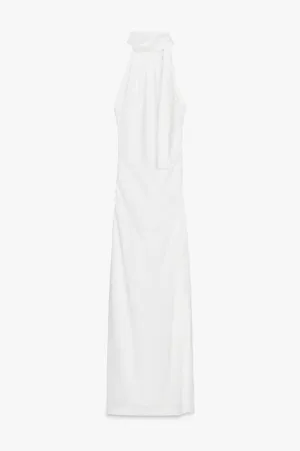 Zara White Halter Maxi Dress wedding party evening coctail fitted bodycon thumbnail 7