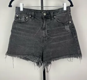 Urban Outfitters BDG Distressed Washed‎ Black Girlfriend High Rise Denim Shorts thumbnail 1