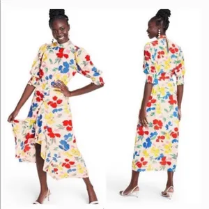 RIXO‎ Floral Print Maxi Dress White Size 8 thumbnail 2