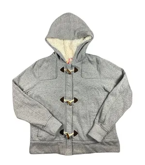 OP XL Hooded Sweatshirt Jacket Faux Fur Gray Full Zip Hooks Womens Long Sleeve‎ thumbnail 1