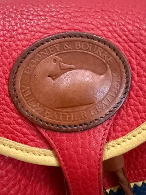 Rare Vintage DOONEY & BOURKE Teton AWL Lipstick Red Navy Yellow Leather Backpack thumbnail 15