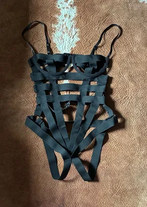 Black lingerie teddy size medium thumbnail 1