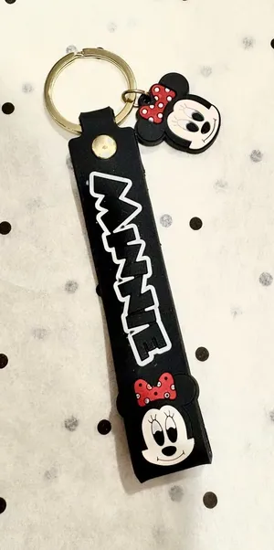 NWOT Minnie Rubber Key Chain Black With Gold Hardware thumbnail 1