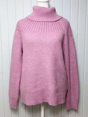 J. Crew Turtleneck Pink Cozy Soft Barbie Winter Sweater‎ Size S thumbnail 1
