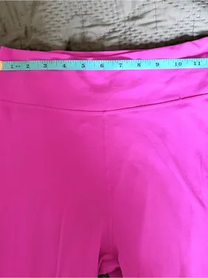 Stori Pink High Waisted Athletic Leggings Ribbed Lower Detail Size 8 thumbnail 9