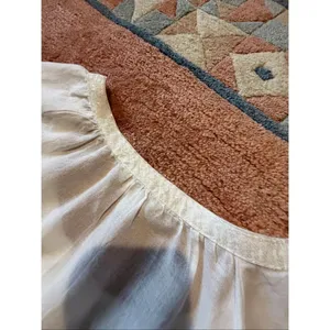 Krazy Kat White Cotton Embroidered Lace Boho Peasant Blouse Tunic Top M Cottagec thumbnail 9