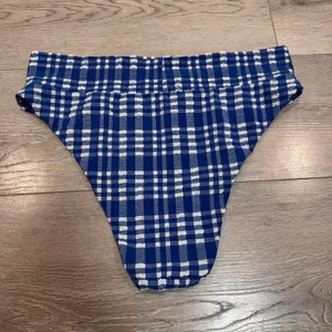 Aerie‎ Blue White Gingham Plaid High Cut Cheeky Bikini Bottom XL High Waisted thumbnail 2