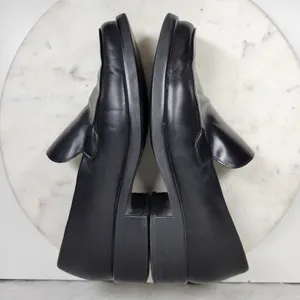Franco Sarto Bocca Leather Block Heel Loafers 8.5 Black Square Toe Y2K Office thumbnail 11