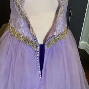 Women’s Purple Full Length V-Neck Silver Beaded Prom Party Dress Size 14 NWT thumbnail 9