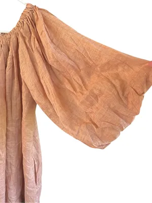 NWT WORTH Collective Cassidy Linen Puff Sleeve Off Shoulder Dress Mocha Medium thumbnail 2