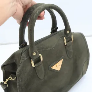 Verdi Satchel Bag Womens OS Olive Green Textured Gold Hardware Strap Good thumbnail 7