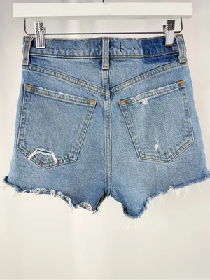 Abercrombie & Fitch The Mom High Rise Light Blue Distressed Denim Shorts 24‎ thumbnail 3