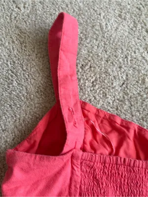 Abercrombie And Fitch Coral Red Linen Blend Summer Beach Lace Up Crop Size Large thumbnail 8
