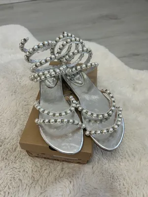 BellaMarie Silver Pearl Spiral Strappy Flat Sandals thumbnail 2