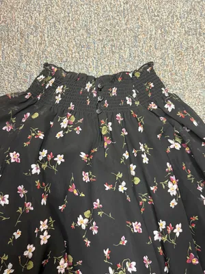 Madewell XL Black Floral Smocked Mock Neck Long Sleeve Blouse Romantic thumbnail 10