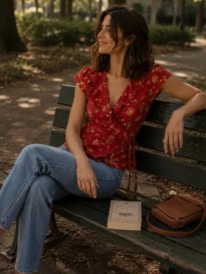 NWT $168 Reformation Clemence Print Wrap Top 8, BORSA thumbnail 2