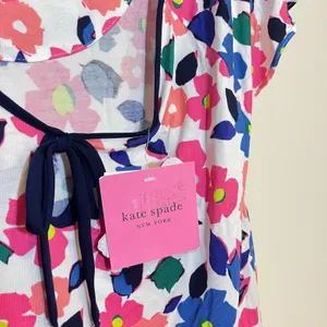 Kate Spade Pajama Set‎ Multi Color Floral Ruffle Trim Womens Small NWT thumbnail 5