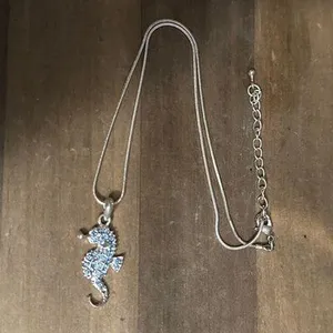 Blue Rhinestone Seahorse Pendant Silver thumbnail 2