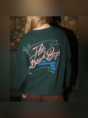 NWOT Daydreamer The Beach Boys Silver Anniversary Boyfriend Crew - Pine - Small thumbnail 4