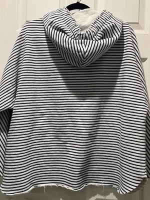FRANK & EILEEN Blue Kane Striped Capelet Hoodie M thumbnail 10