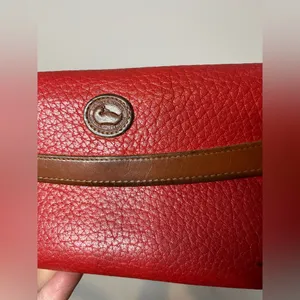 Dooney & Bourke Pebbled Leather Awl Checkbook Organizer Kisslock Trifold Wallet thumbnail 6