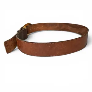 Guess Genuine Leather Belt Small‎ Brown Large Gold Buckle Adjustable Logo Y2K thumbnail 5