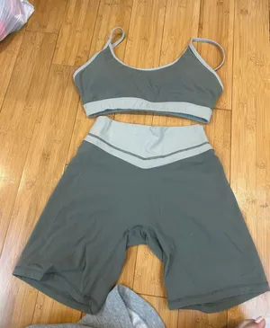 NVGTN Two-Piece Active Set in Sage and Light Green Trim thumbnail 1