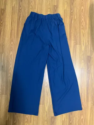 Halara Flex High Waisted Wide Leg Waffle Work Trousers Navy Flowy Small. thumbnail 3