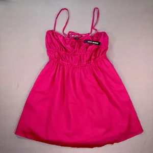 Steve Madden Pink Smocked Mini Dress BP208134 Cotton Babydoll Pockets NWT L thumbnail 1