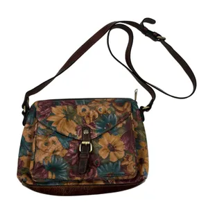 Patricia Nash Avellino Fresco Bouquet floral Italian Leather Crossbody Bag retro thumbnail 2