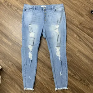 KanCan 3XL Jeans Gemma High Rise Button Fly Distress Holes Stretchy Super Skinny thumbnail 3