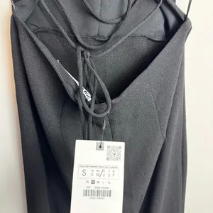 NWT ZARA Midi Corset Dress Sz Small Black Open Lace Up Back Side Slit thumbnail 12