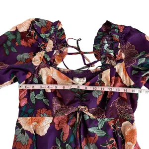 Band of the Free Floriane Purple Floral Print Crop Top Blouse Women’s Medium thumbnail 4
