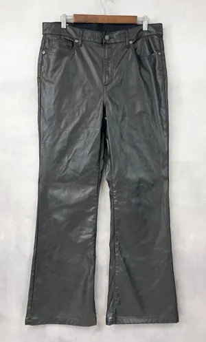 Gap Womens 70s Flare Faux Leather‎ Pants Size 14 High Rise Rocker Street Grunge thumbnail 1