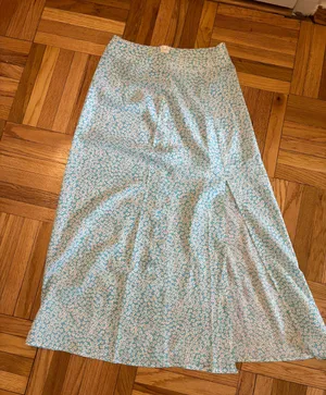 Blue Maxi Flora Maxi Skirt With Slit Size XS thumbnail 1
