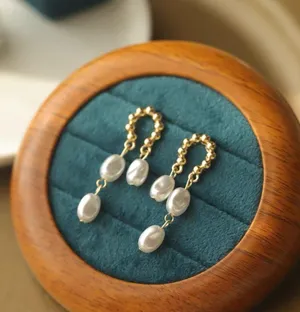 White Pearl Long Tassel Dangle Drop Earrings for Women,Elegant Pearl Earrings thumbnail 1
