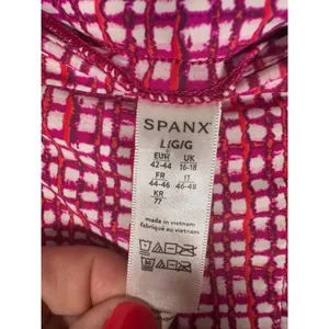 Spanx Sunshine Shorts Women L Pink Hibiscus Gingham Dot Stretch Activewear Golf thumbnail 6