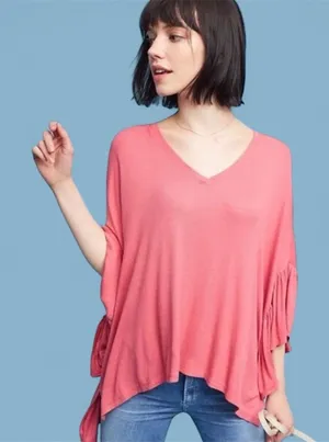 Anthropologie Akemi + Kin Capa Fluttered Tunic in Pink Women’s Sz M/L Oversized thumbnail 1