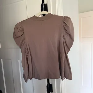 Cuyana French Terry Puff Sleeve Sweatshirt Top‎ Mushroom Tan Pima Cotton thumbnail 6