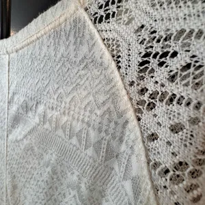 Self Esteem Boho Burnout Lace Top Womens XL Ivory‎ Excellent Geometric V-Neck thumbnail 6