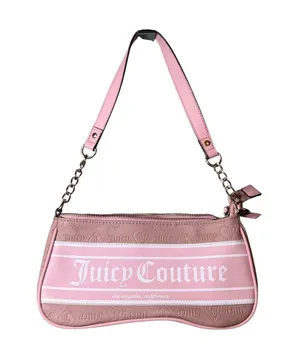 Juicy Couture Shoulder Bag Womens Embossed Heart Leather Purse Y2K Retro thumbnail 1