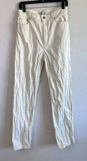 & Other Stories Women’s Ivory‎ Cream Crinkle Long Jean Pants thumbnail 1